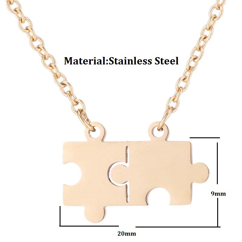 Necklace Women's Jigsaw Necklace Stainless Steel Jigsaw Pendant Necklace Cross-Border Jewelry Wholesale Specification drawing