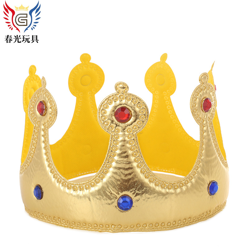 Cartoon Cute Gold Fabric Crown Foreign Trade Cross-Border Sales Dance Performance Dress King Crown Wholesale Customization Item Picture