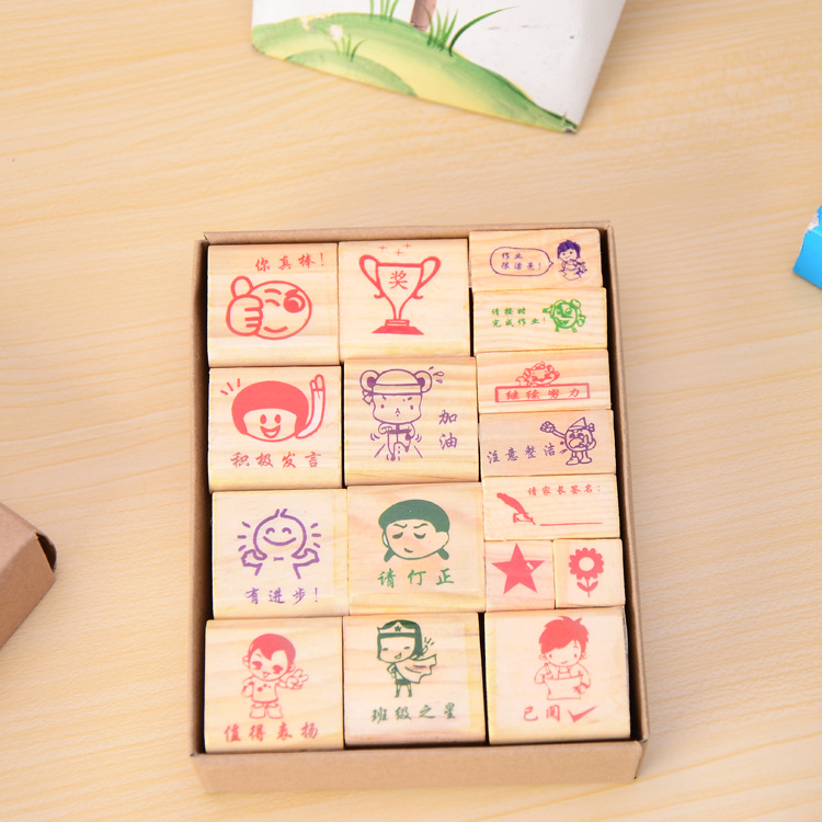 Cartoon Teaching encouragement seal Teacher's Comment Seal Teacher's Comment Seal in Chinese version, 16 pieces in large size details Picture