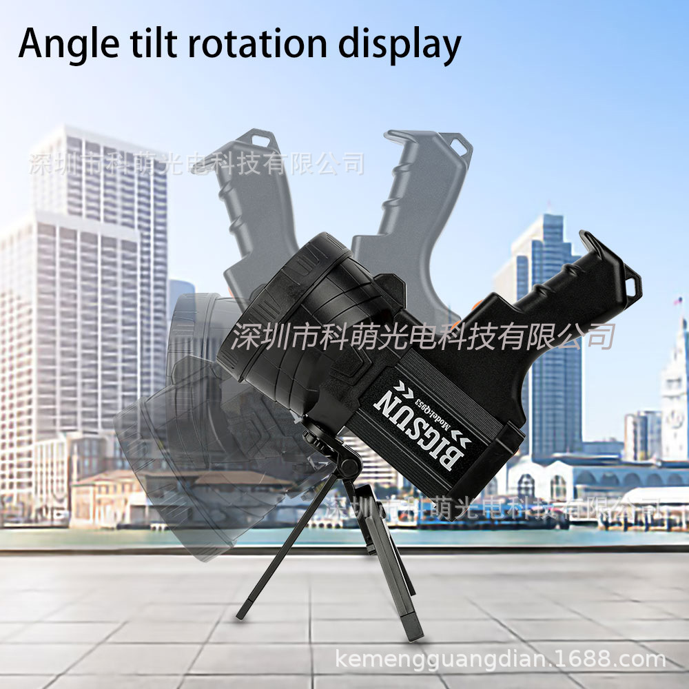 Yilangming gun-shaped handheld searchlight, spotlight, strong light, LED charging, side light, aluminum alloy portable lamp, flashlight details Picture