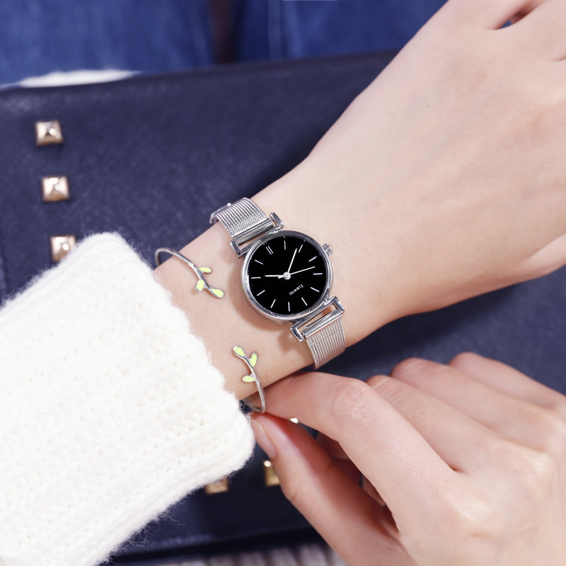Ins-style, niche, artistic, forest-themed, simple and trendy Korean-style watch for female students, with a scholarly style and a netted strap for women Specification image