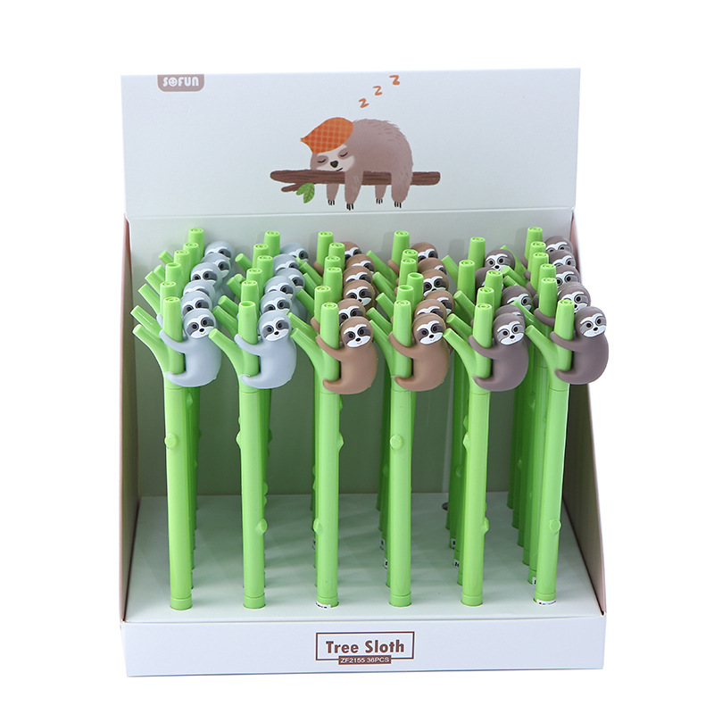 Wholesale of sloth silicone gel pens from the manufacturer, Zhongfan Creative, fresh and cute black gel pens, cute cartoon signature pens Item Picture