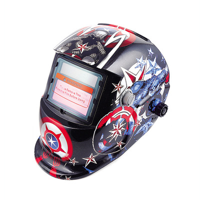 太阳能自动变光电焊 焊接面罩氩弧镜片美国队长盾牌贴花面罩详情图1