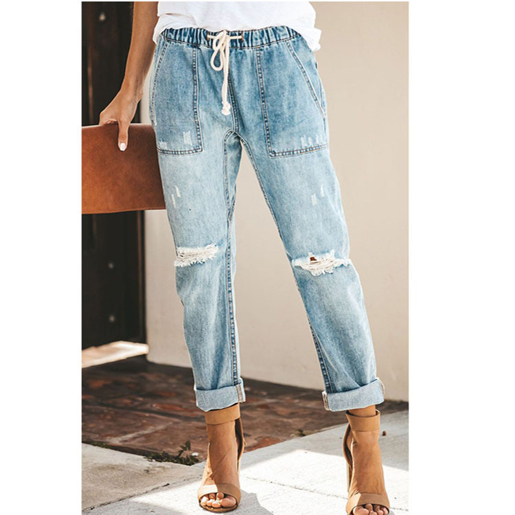 New 2022 summer export supply sexy and elegant European and American denim straight-leg jeans, loose and tight plus-size women's jeans Application Scenario
