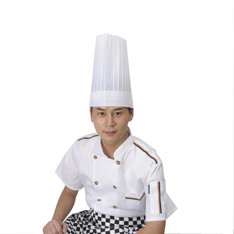 一次性黑无纺布厨师帽子餐饮酒店饭店厨师帽食品厂车间工作条形帽详情图5