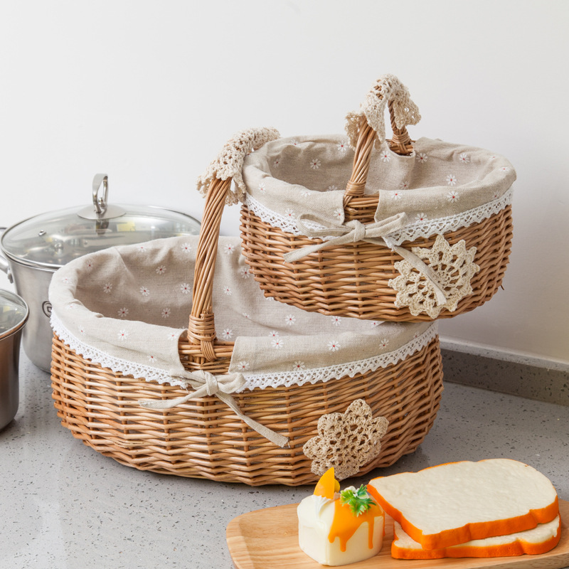 Rattan Wicker Storage Basket Vegetable Basket Egg Basket Carrying Gifts Picnic Basket Fruit Basket Small Woven Bamboo Basket Flower Basket details Picture