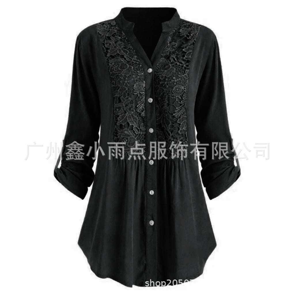 Cross-Border Europe And The United States Loose Women's Lace Lace Splicing Large Size Women's Shirt 8 Color 8 Size Application Scenario