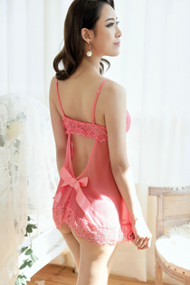 Sexy lingerie women's black see-through halter skirt pajamas maid uniform set