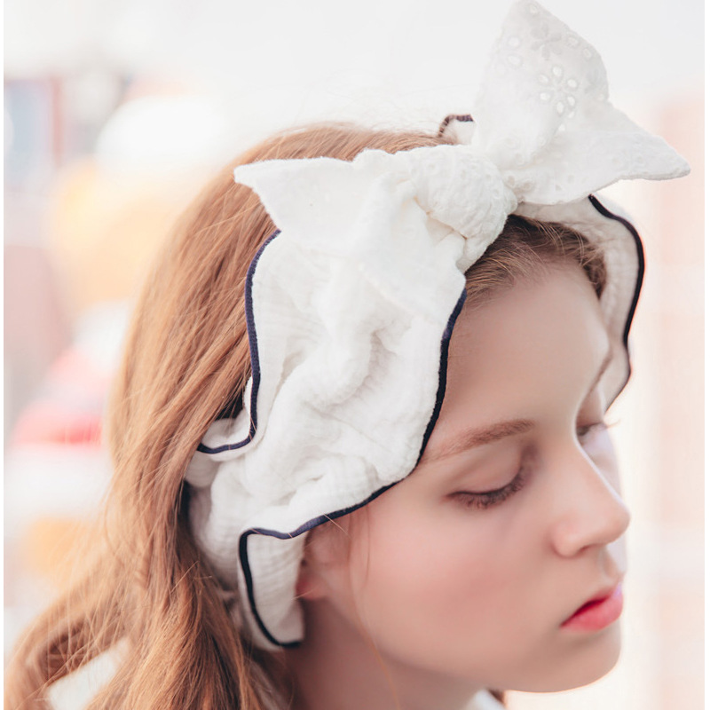 The New Korean Girl Sweet Hollow Pattern Lace Bow Headband Face Wash Headband Network Red With The Same Style Specification drawing