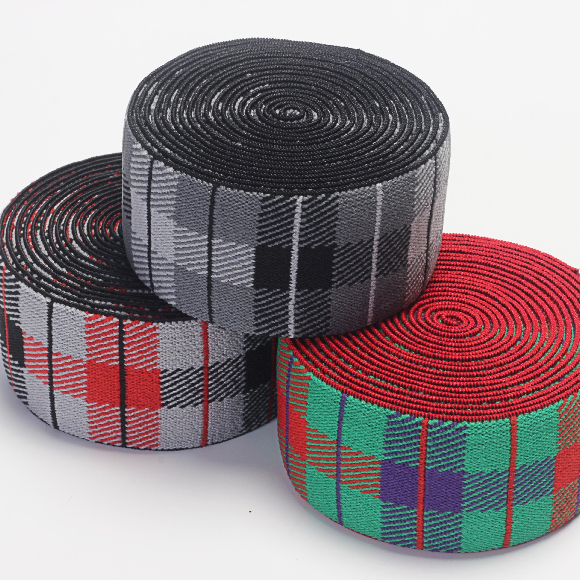 Manufacturers Directly Supply 3.8Cm Color-Matching Scottish Chequer Clothing Underwear Jacquard Elastic Waistband Waistband details Picture