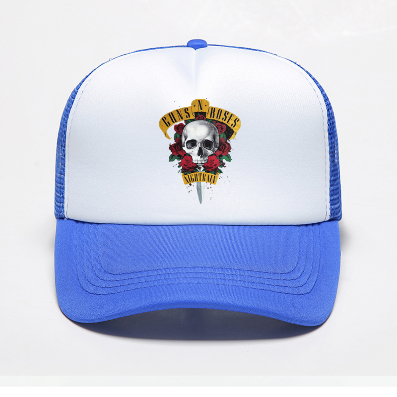 外贸款枪炮与玫瑰乐队Guns N' Roses海绵网棒球帽摇滚乐队帽定制详情图4
