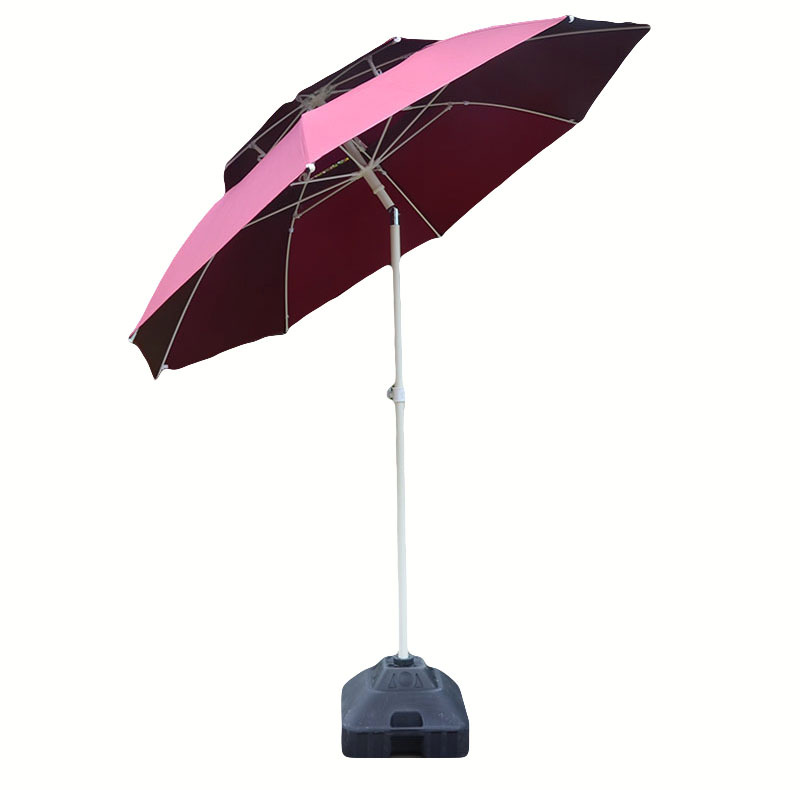 Factory direct sales and wholesale of outdoor 2.4-meter and 2.5-meter double-top fiber umbrellas for sunshade and rain protection, as well as mid-column courtyard umbrellas Item Picture