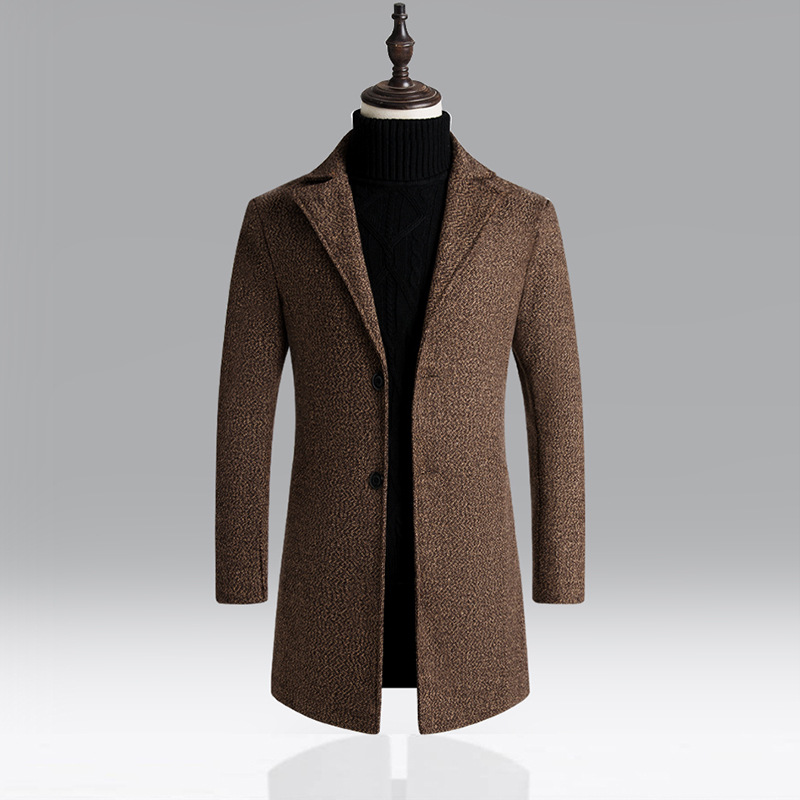 Mid-length trench coats for men, new styles of woolen jackets for autumn and winter, men's plus-size casual coats, and men's woolen overcoats