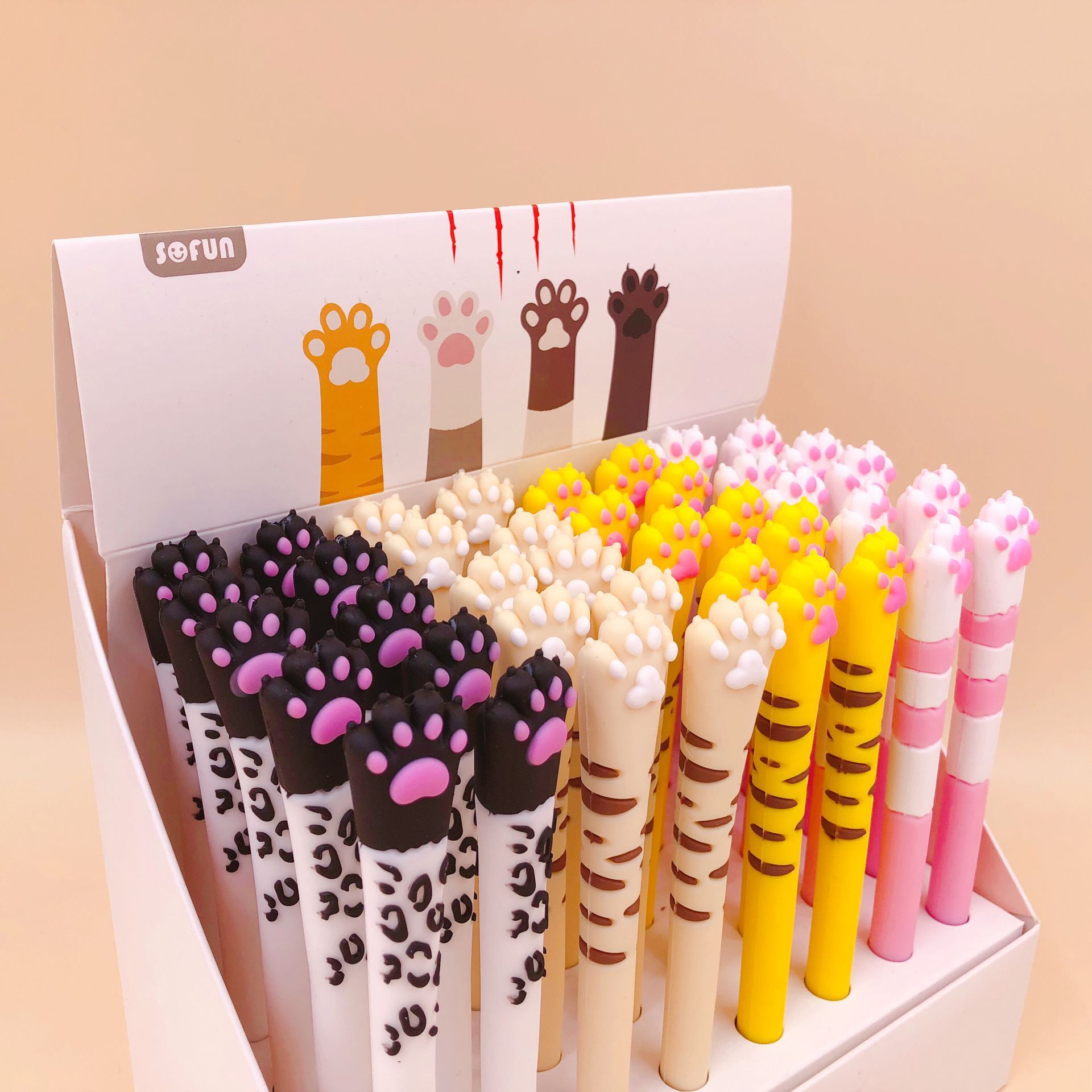韩版硅胶卡通中性笔  彩猫爪全硅胶创意中性笔  40支一盒详情图5