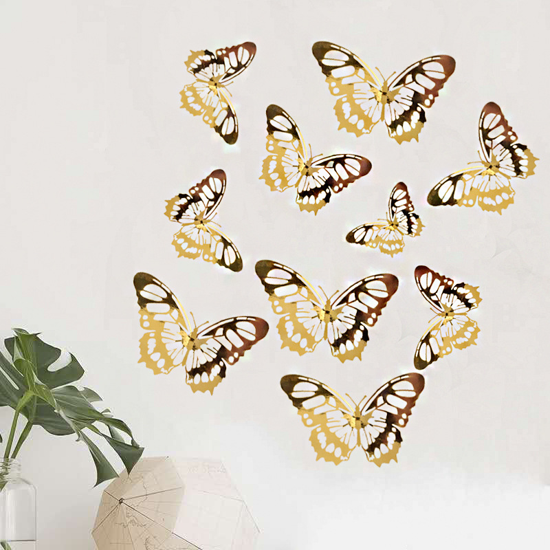 3D Hollow Three-Dimensional Butterfly Wall Paste Home Simulation Double-Sided Decoration Butterfly Party Scene Layout Cake Decoration details Picture