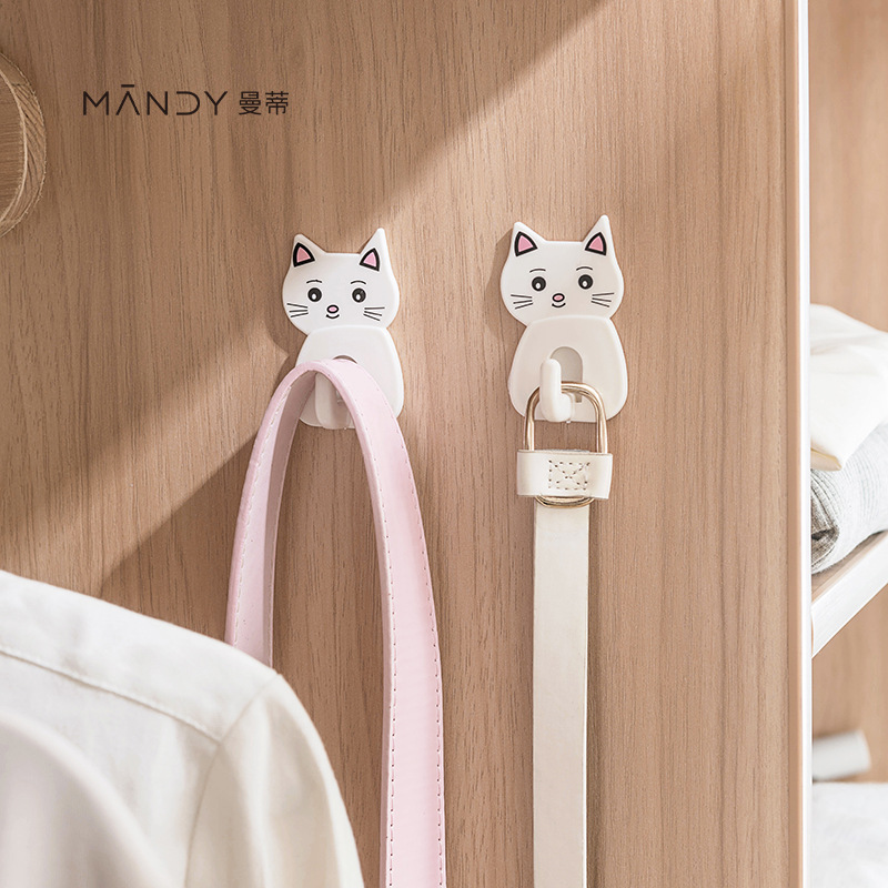Adhesive Hook Non-Trace Adhesive Simple Style Environmental Friendly Plastic Sticky Hook Cat Cartoon Kitchen Bedroom Door Behind The Hook Specification drawing
