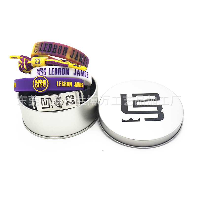 Iron box 5-piece set Large metal shoelace strap adjustable head signature Kobe James Curry bracelet Item Picture