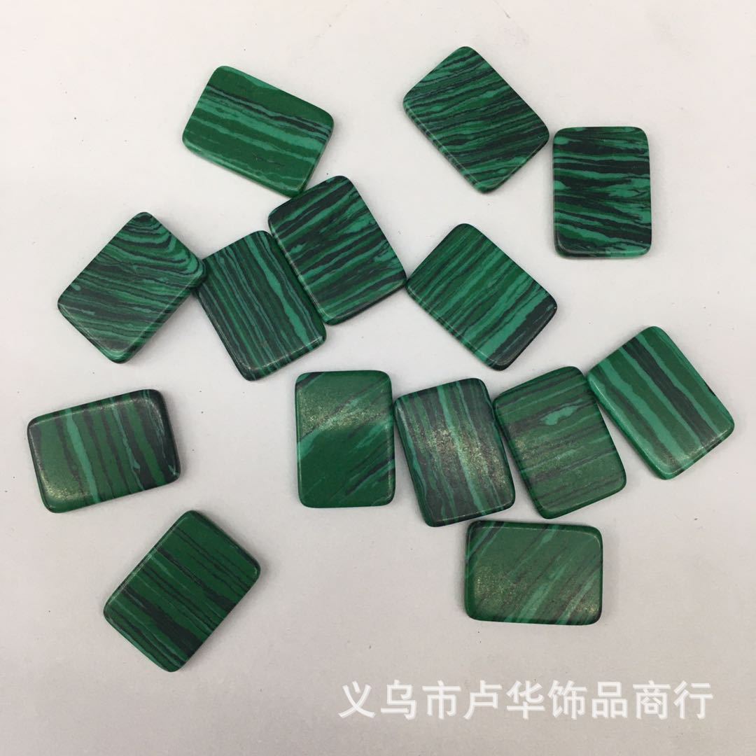 Factory direct sales of hot-selling European and American fashionable rectangular rose quartz double flat ring face semi-precious stone jewelry accessories wholesale details Picture