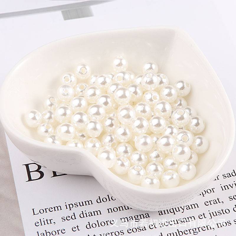 3-10mm colored perforated ABS pearl mixed color DIY handcrafted beaded bracelet accessory, white and beige Application Scenario