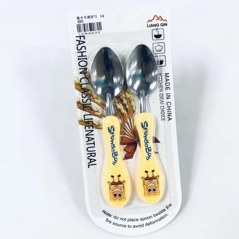 Two-piece spoon and fork set, children's rice spoon, student portable tableware Item Picture