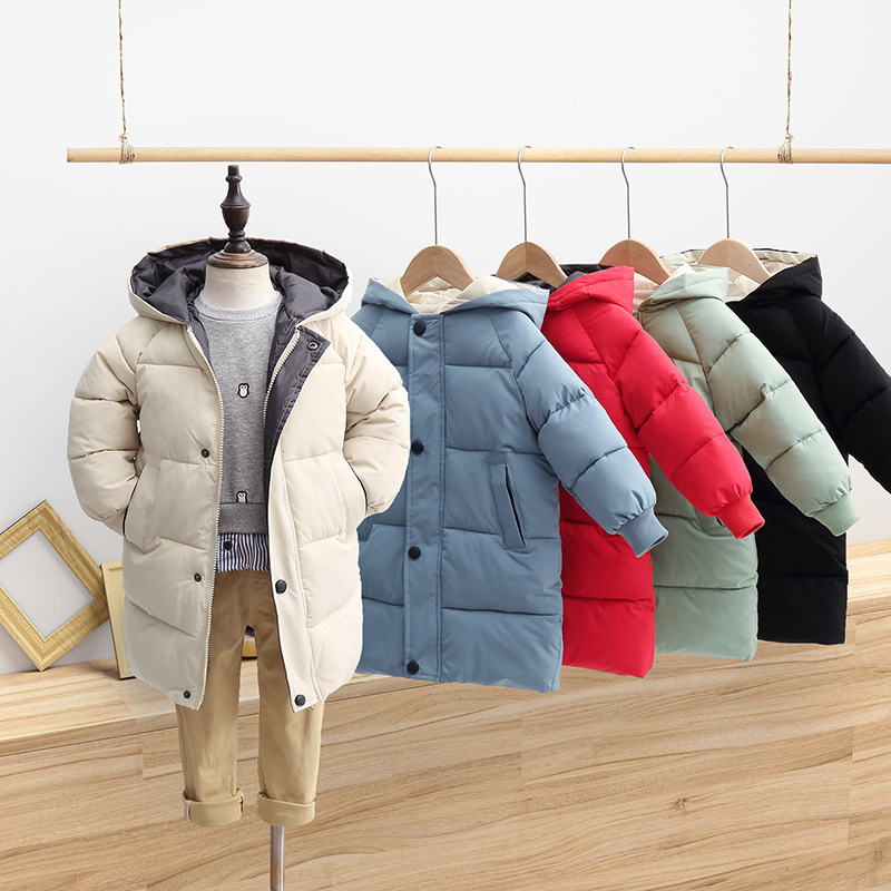 2022 New Children's Down Padded Jacket Boys Long Girls Winter Korean Version Padded Baby Thicker Clothes