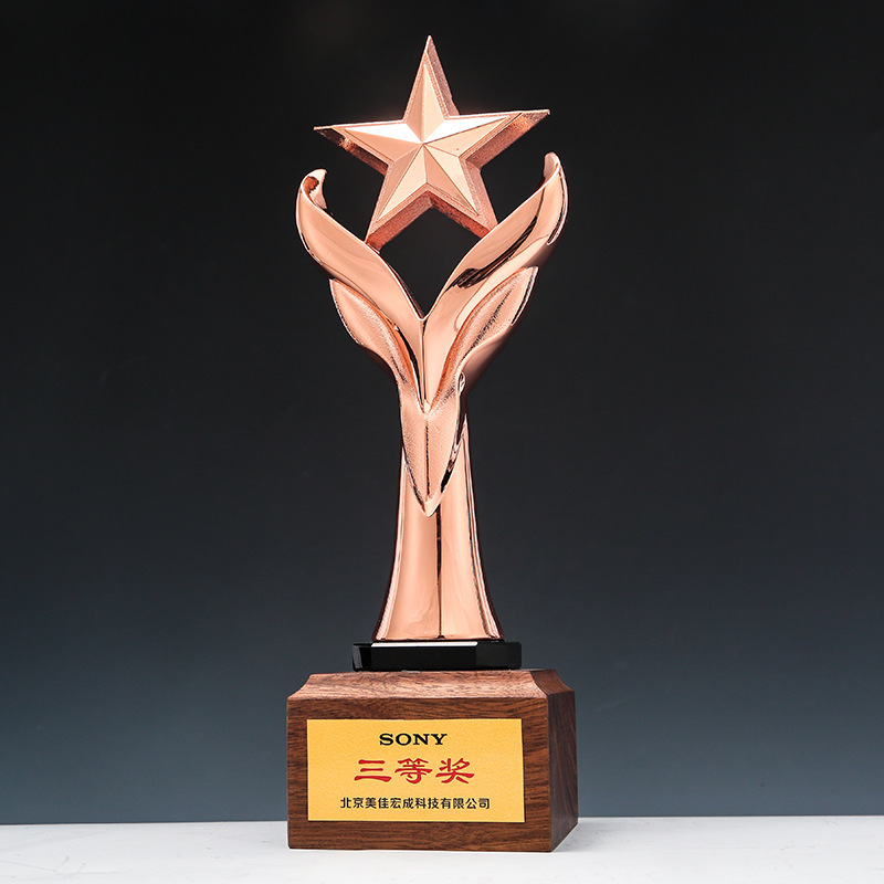 Customized creative crystal trophies, metal and solid wood trophies, student and outstanding employee annual meeting honor award gifts, Xiangyu Crystal Specification image