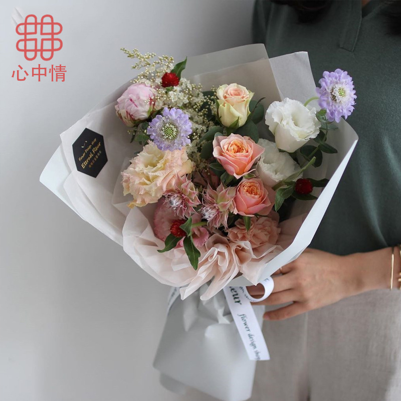 心中情 韩式鲜花花束包装材料 纯色雾面透明包装纸【韩素纸】