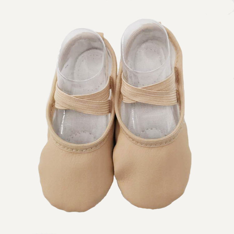 出口韩国厂家直销PU皮革舞蹈鞋芭蕾舞鞋两底练功鞋瑜伽鞋儿童猫爪图