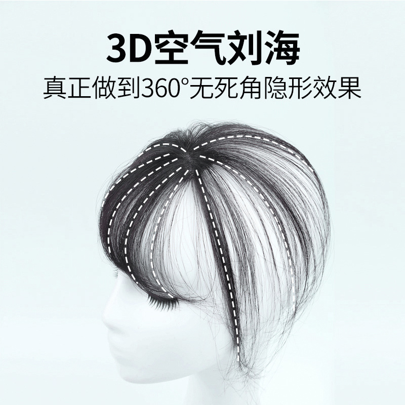 French-style popular wig bangs, air bangs wig, realistic natural needle insertion 3d wig pieces, princess cut fake bangs details Picture
