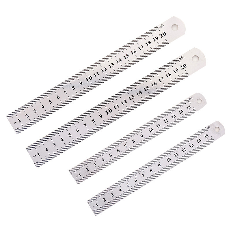 Short straight ruler graduated ruler Student stationery office drawing measuring ruler 15/20cm thickened stainless steel ruler Item Picture