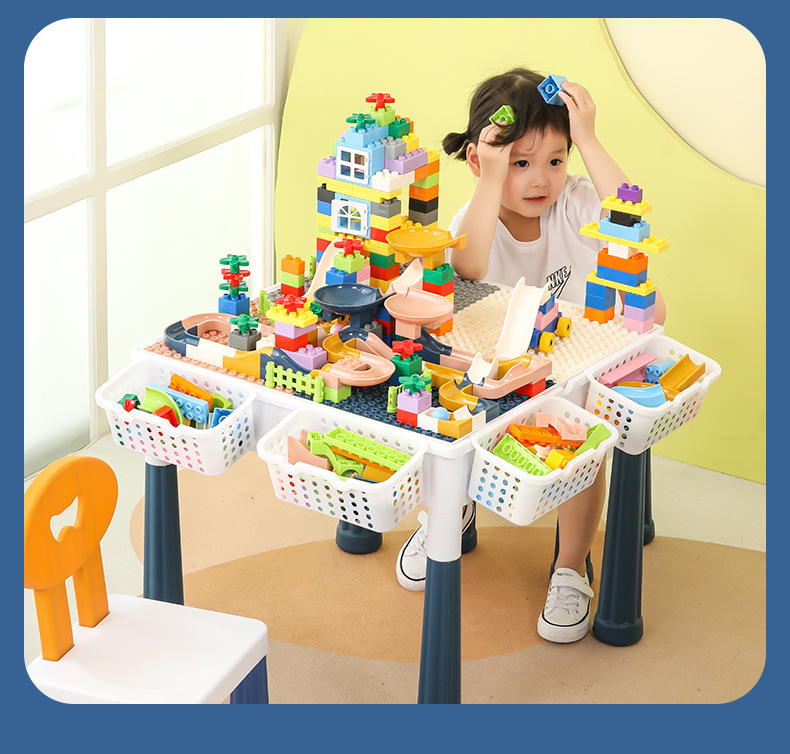 儿童积木桌子多功能学习拼装大小颗粒益智男女孩宝宝智力动脑玩具详情图1