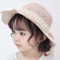Baby baby sun shade girl children's sun hat straw hat fisherman's hat summer thin sunscreen travel shade hat foldable