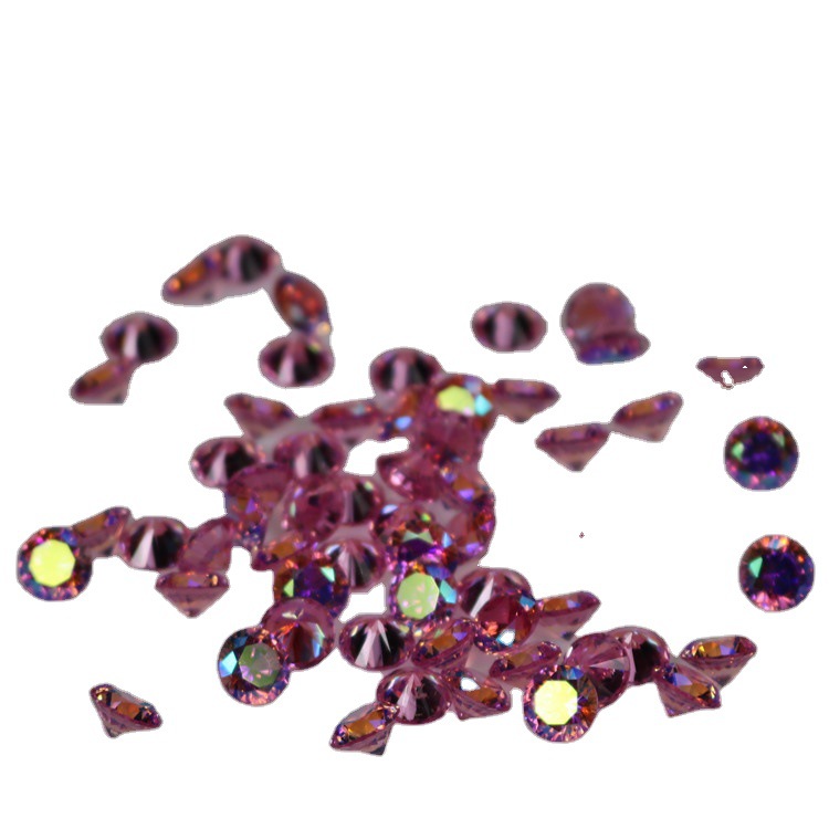 Round Spot Pink Ab Color Zircon Necklace Inset Accessories Imitation Diamond Bare Stone Diy Accessories Wholesale Item Picture