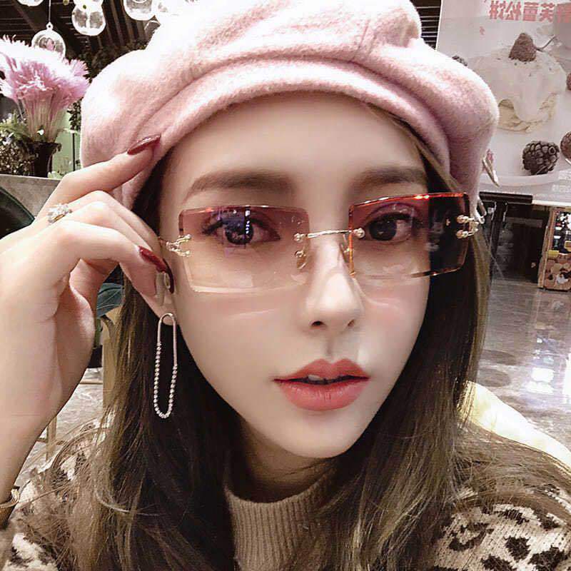 New frameless trimmed sunglasses for women, square gradient color sunglasses, cross-border trend and best-selling sunglasses details Picture