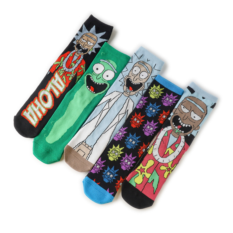 Cotton cartoon personality socks, Rick and Morty mid-calf socks, trendy foreign trade ins socks, anime character socks, cross-border goods Specification image
