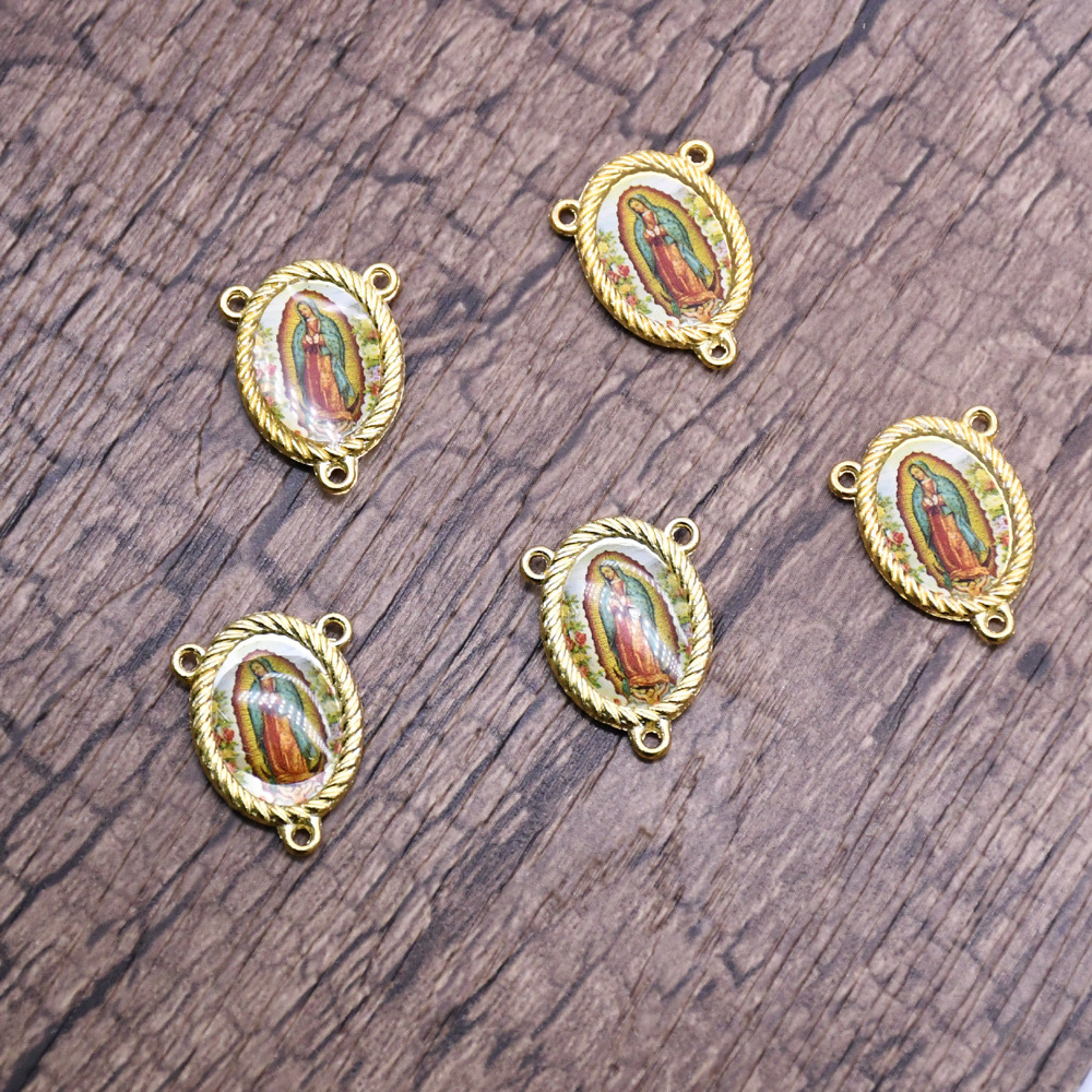 (10 pieces per package) Golden jewelry accessory sticker triangle rosine necklace three-hole DIY accessory Specification image