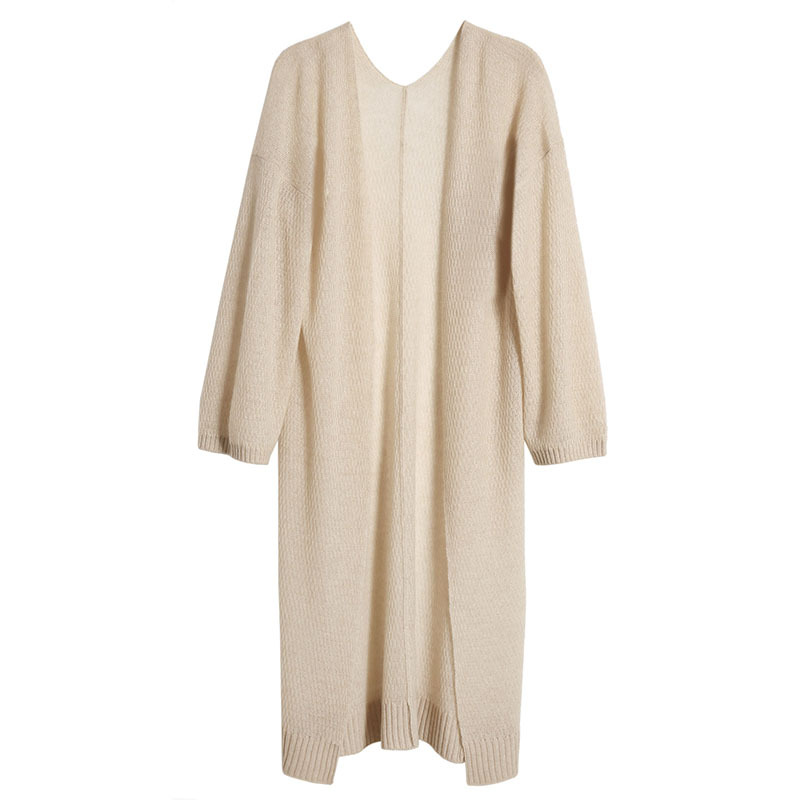 A new French cashmere pointed-color women's loose long-sleeved V-neck knitted cardigan with small cutouts is coming in autumn Item Picture