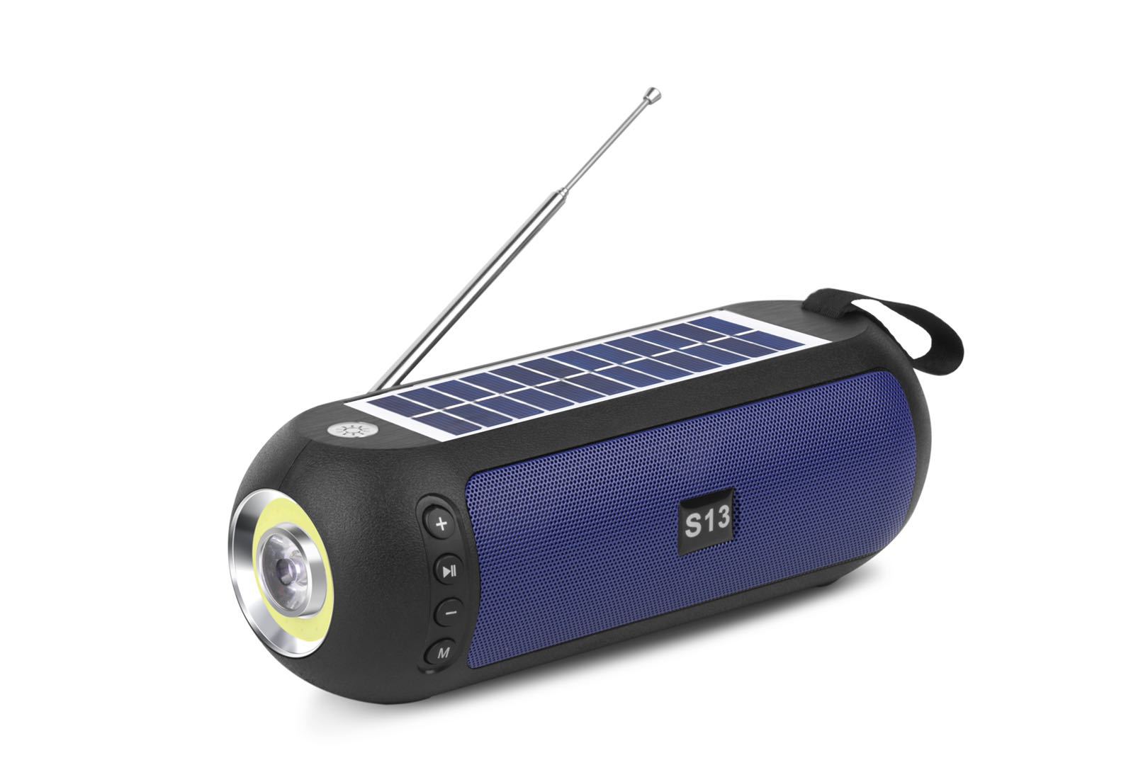 S13 New portable Bluetooth speaker, African solar panel rechargeable flashlight, subwoofer, Bluetooth speaker Item Picture