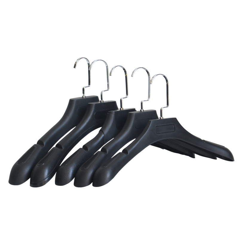 Black matte suit wedding dress plastic hanger wide shoulder anti-drop shoulder no bag men's and women's clothing store coat hanger pants clip Item Picture