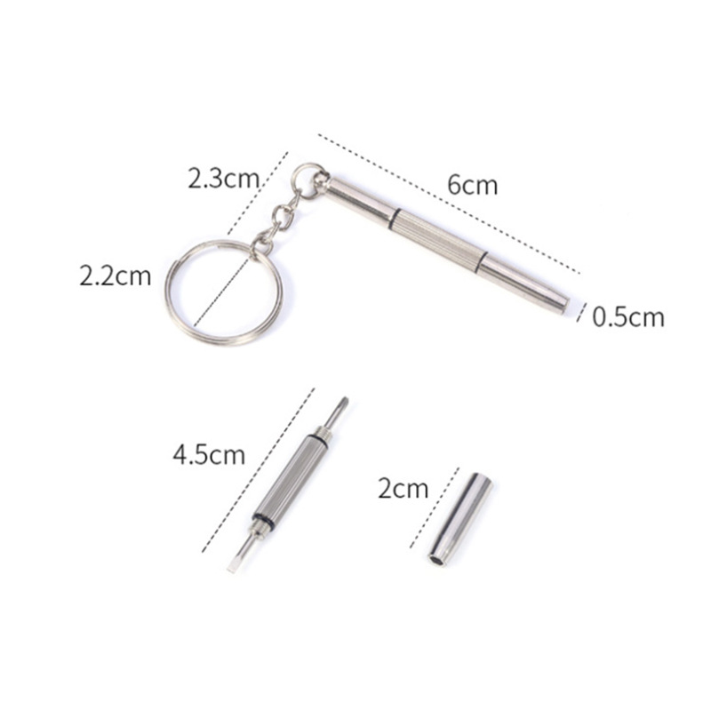 Three-in-one eyewear accessories, eyewear screwdriver, convenient multi-functional small screwdriver, watch screw repair tool, small screwdriver Specification drawing