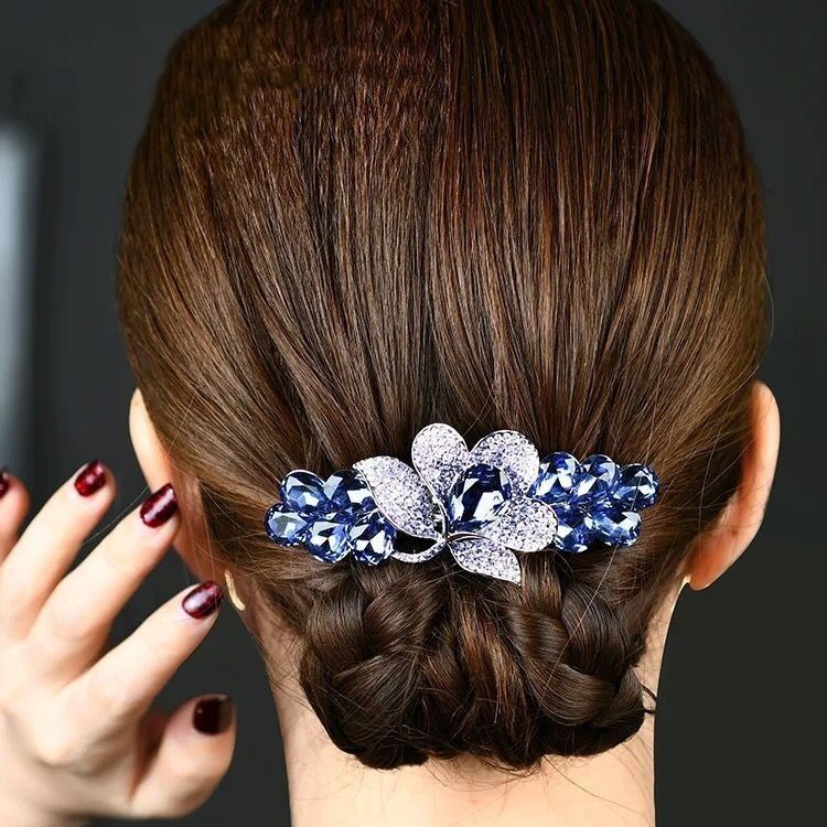 Korean Version Of The New Rhinestone Alloy Hairpin Hair Accessories Fashion Ladies Everything Flower Ponytail Hairpin Spring Clip Hair Accessories details Picture