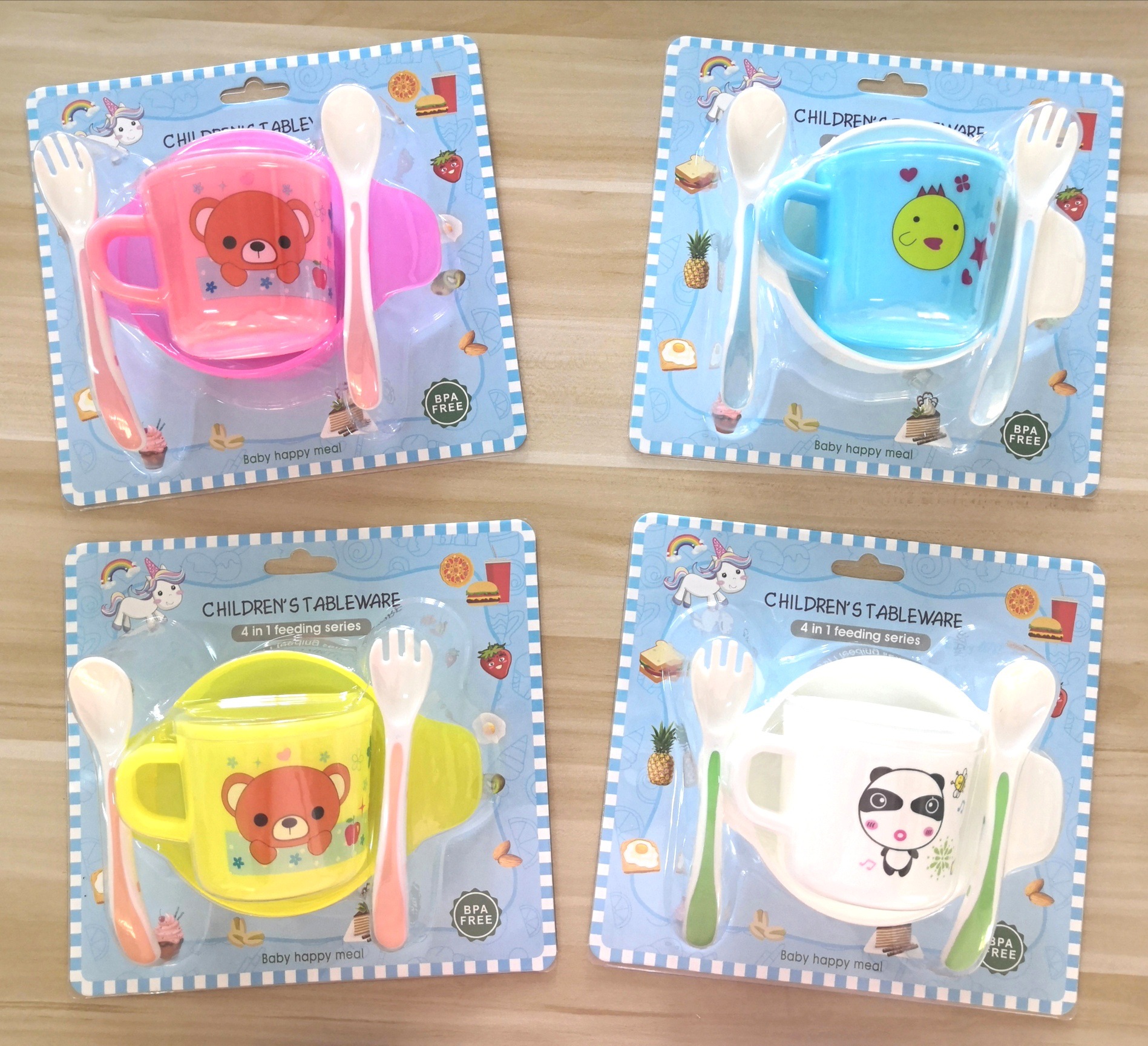 Cutlery set for children cup, fork, spoon and bowl for kindergarten children details Picture