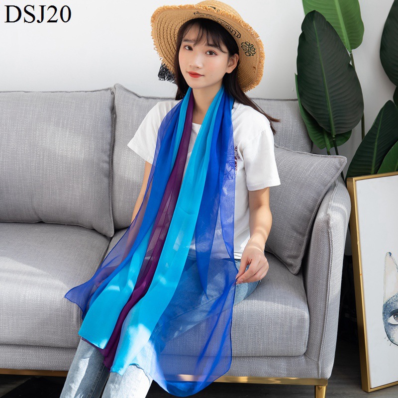 Large Size Georgette Gradual Color Silk Scarf Women's Beach Scarf Body Scarf Catwalk Dance Dance Silk Scarf Wholesale Specification drawing