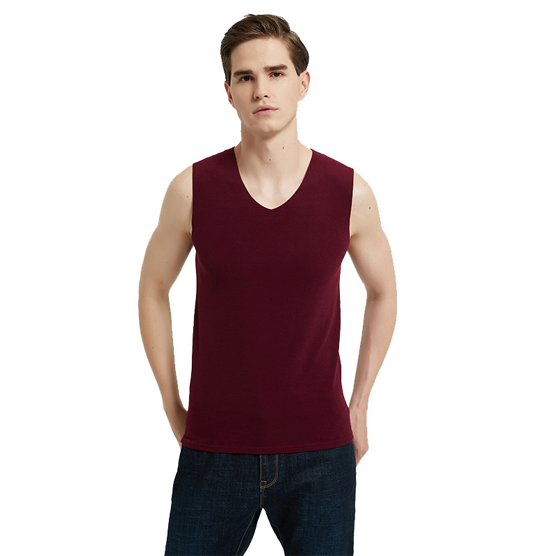 Wholesale of men's double-sided fleece seamless thermal vests with wide shoulders and sleeveless thermal fleece underwear for autumn and winter 2022 Item Picture