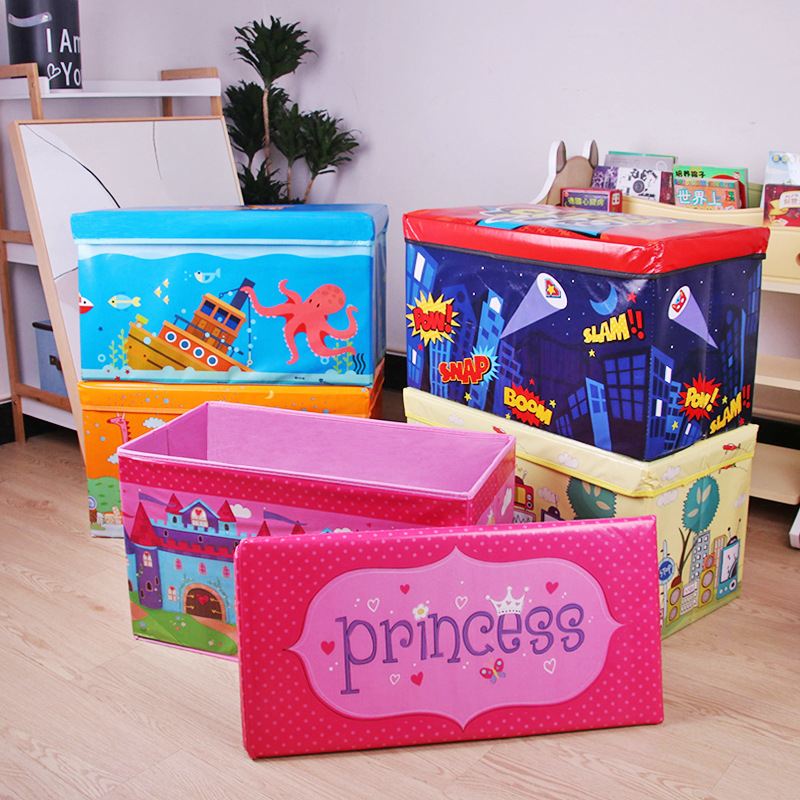 卡通玩具收纳箱大号可折叠整理箱布艺防尘储物箱家用可坐收纳凳