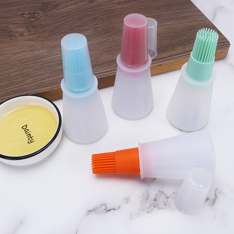 Direct Silicone With Lid Oil Bottle Brush With Graduated Barbecue Brush Sauce Brush Butter Brush High Temperature Resistant Silicone Brush Specification drawing