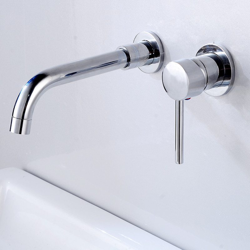 All Copper Embedment Hidden Into The Wall Type Hot And Cold Basin Faucet Wire Drawing Gold Paint Antique Black Washbasin Faucet Application Scenario