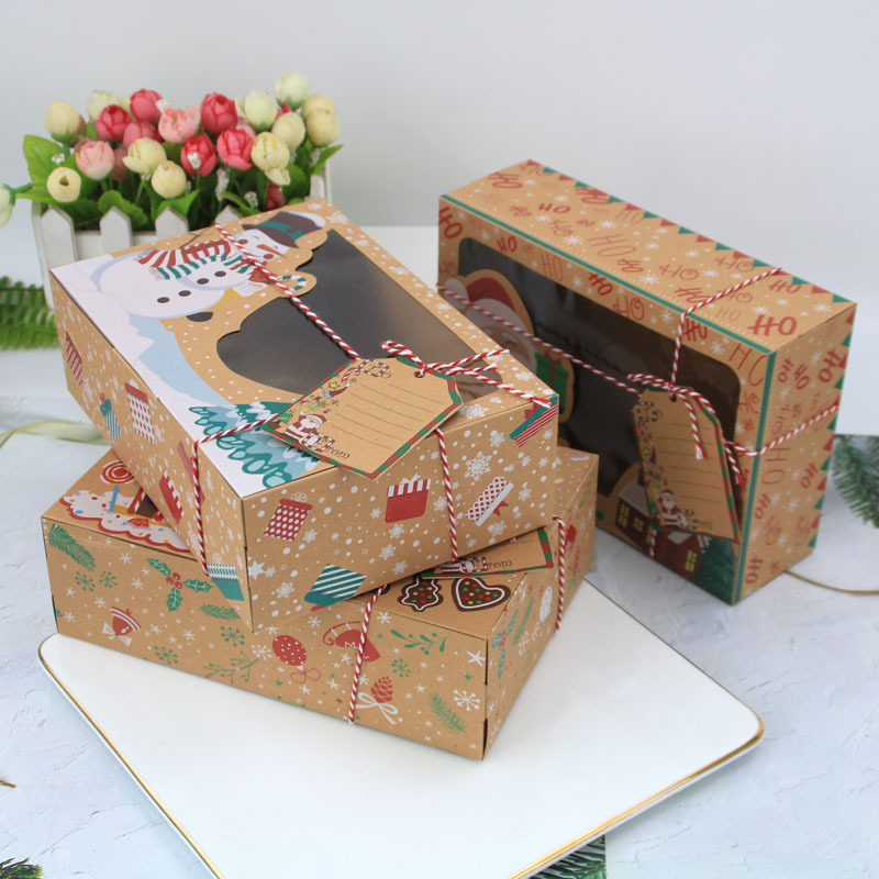 European-style kraft paper biscuit box, new Christmas kraft paper gingerbread box, pvc window candy box, gift box details Picture