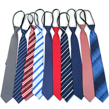 批发领带男士懒人免打款涤纶丝拉链款条纹成人职业上午8cm宽领带