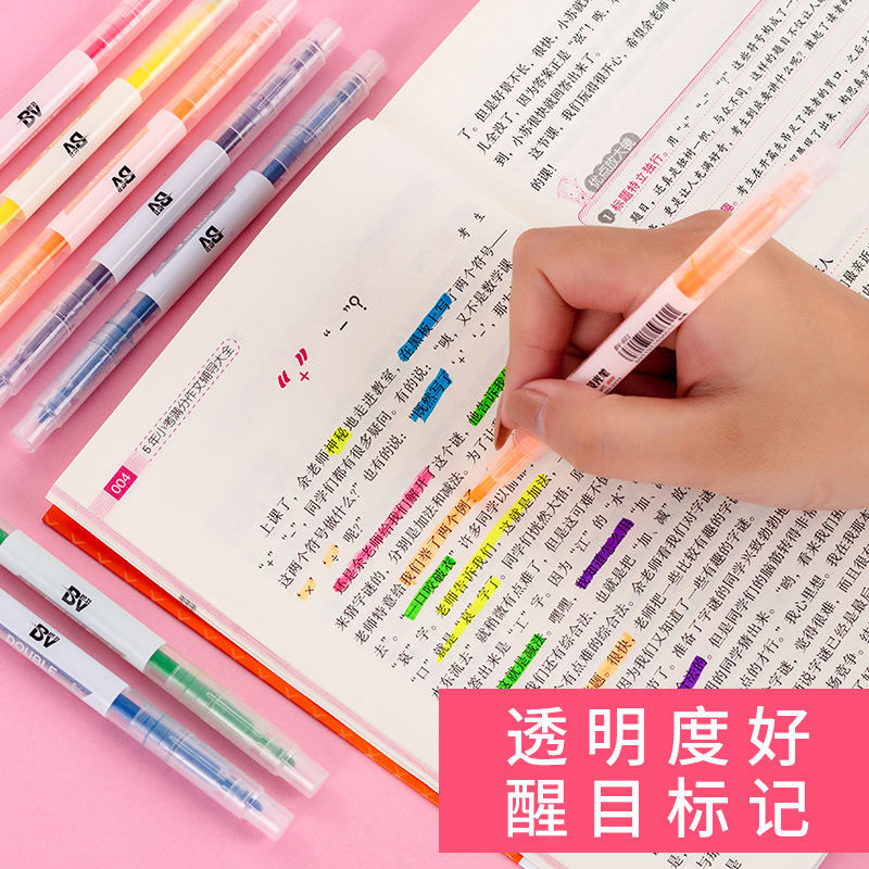 Wholesale of large capacity 6-piece sets of thick and thin double-headed fluorescent pen planner pens, colored candy highlight pens and marker pens Application Scenario